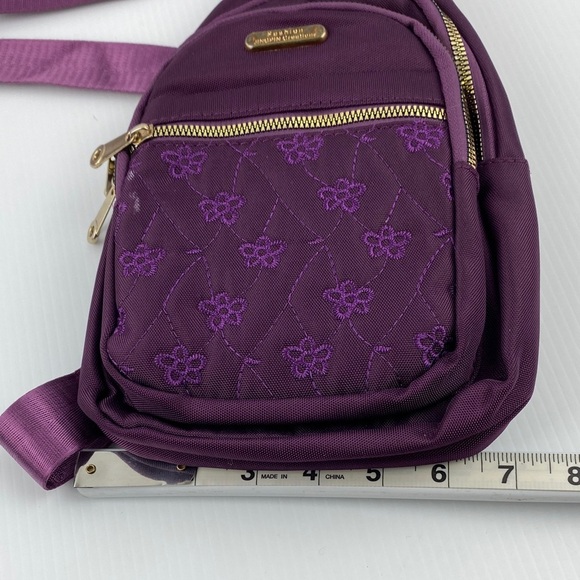 Purple Crossbody Sling Bag 5 Pockets by Jingpin Creations Cloth Purse - Picture 10 of 11